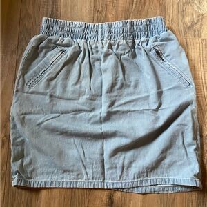 Merona Denim Mini Skirt With Zipper Pockets Stretch Waistband